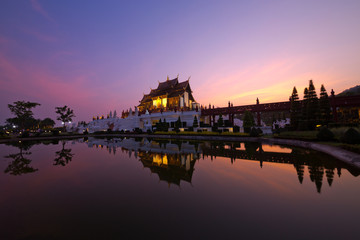 Fototapeta na wymiar The Royal Pavilion (Ho Kham Luang) in Royal Park Rajapruek Chiang Mai, Thailand.