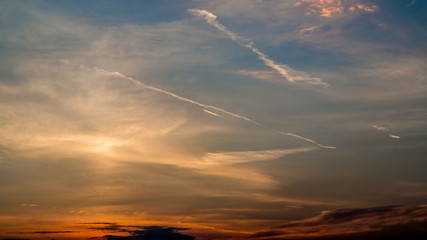 Sunset Clouds On The Blue Sky