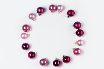 Christmas flat lay scene with glass balls