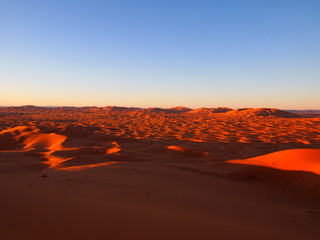 Fototapeta na wymiar モロッコ「メルズーガ砂漠」の赤い風景