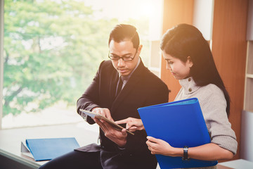 Business people Having Meeting Around Table In Modern Office.