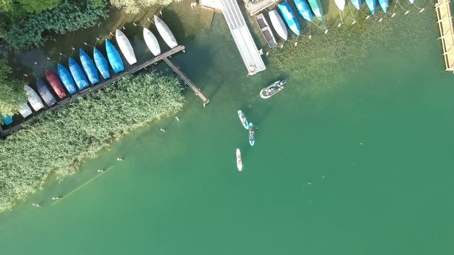 Birdseye view over the lake, the park the the Castle at Greifensee