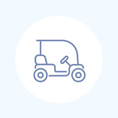 Golf cart, car isolated line icon