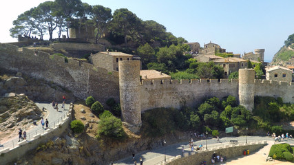 Fototapeta premium Aerial view of Mediterranean town Tossa De Mar, Costa Brava, Spain