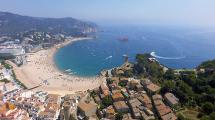 Naklejka premium Aerial view of Mediterranean town Tossa De Mar, Costa Brava, Spain