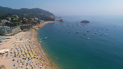 Aerial view of Mediterranean town Tossa De Mar, Costa Brava, Spain