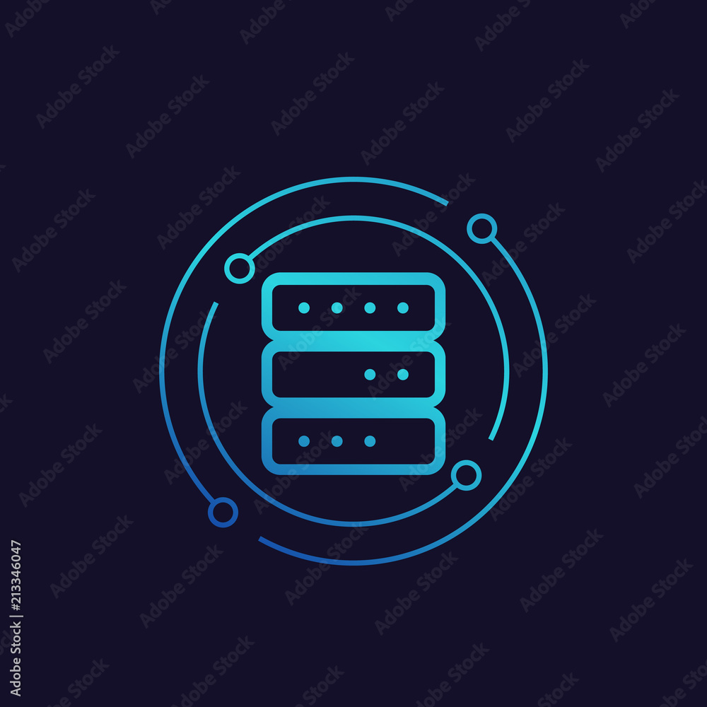 Poster server, mainframe and hosting vector icon