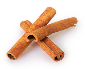 Cinnamon on white background