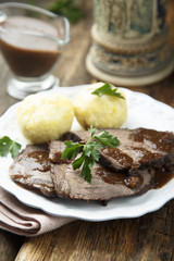 Original German sour beef with potato dumplings