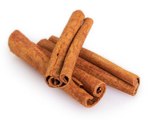 Cinnamon on white background