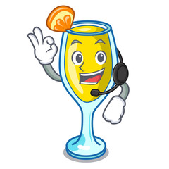 With headphone mimosa mascot cartoon style