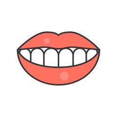 Smile teeth, dental related icon, filled outline