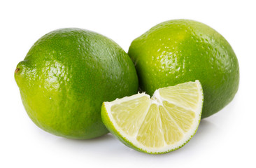 Fresh lime on white background