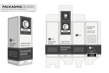 Packaging design template box layout for cosmetic product. Vintage concept vector