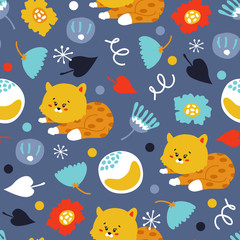 Vector childish scandinavian pattern with cute animal for nursery design, textiles