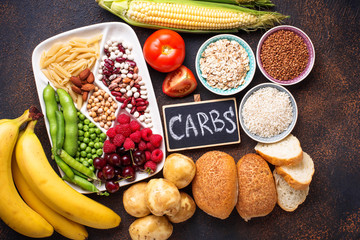 Healthy products sources of carbohydrates.  - obrazy, fototapety, plakaty