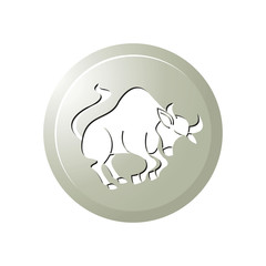 isolated vector button with Taurus zodiac sign