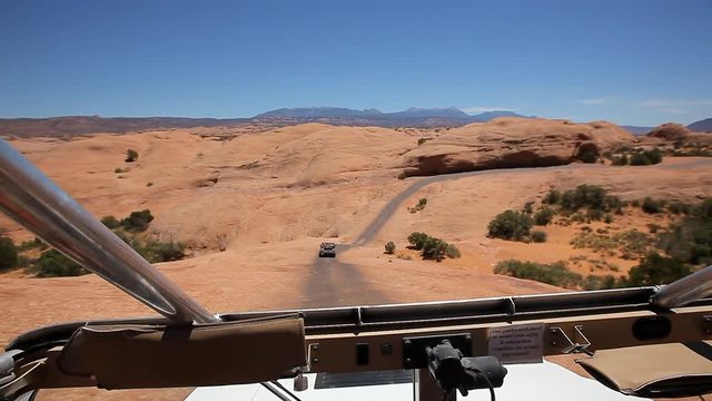 POV from an Off-roading adventure in an arid landscape