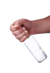 empty beer bottle held in your hand