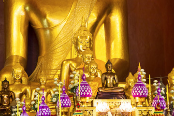 gold Buddha in the temple, Thailand