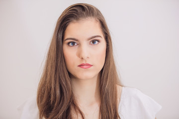 Portrait of teenager girl with interesting heterochromia eyes.