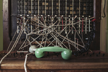 Old telephone pbx switchboard