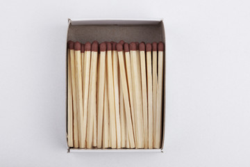 a matchbox on white background with matches