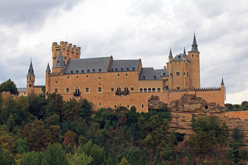 Fototapeta na wymiar View of Castle, Old City and Templer Church, Segovia, Spain 