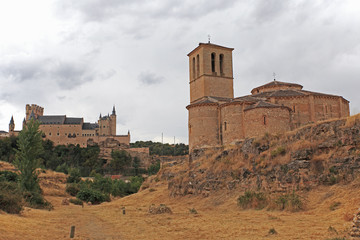 View of Castle, Old City and Templer Church, Segovia, Spain 