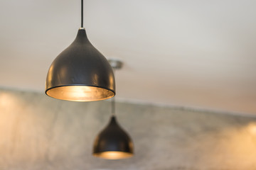 Ceiling light or lamp in a coffee shop, home decoration design