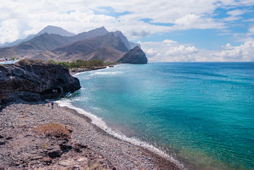 View of the beach of the municipality of La Aldea in Gran Canaria, Canary Islands, Spain. - obrazy, fototapety, plakaty