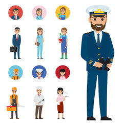 Professions People Cartoon Characters Icons Set