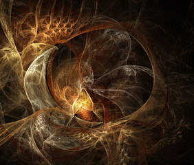 Abstract fractal goldfish on black background
