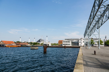 Copenhagen modern harbor on sunny summer day in Denmark capital city