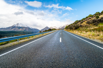 A road to the snow mountain. Fiordland, New Zealand.