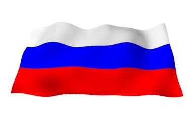 Waving flag of the Russian Federation. The National. State symbol of the Russia. 3D illustration