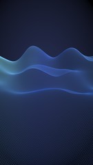 Abstract landscape on a blue background. Cyberspace grid. Hi-tech network. 3d technology illustration. Vertical image orientation. 3D illustration
