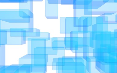 Blue and white abstract digital and technology background. The pattern with repeating rectangles. 3D illustration