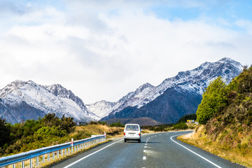 A road to the snow mountain. Fiordland, New Zealand.
