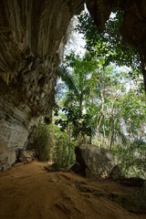 Felsformationen - Wanderweg im Regenwald auf Kuba bei Trinidad