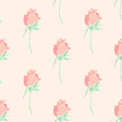 Seamless pattern with poppy, Peonies or roses flowers