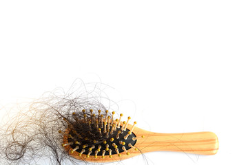 Hair loss, hair fall everyday serious problem, on white background.