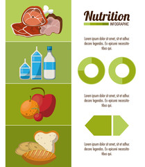 Nutrition and food infographic with statistics and elements vector illustration graphic design