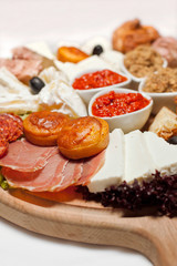 Serbian cheese and meat appetizer plate