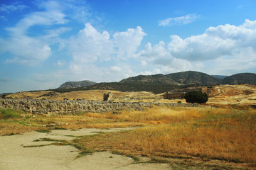 Ancient theater in Hierapolis, front of view, Turkey,Pamukkale
