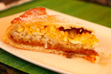 Cake with rice and cheese