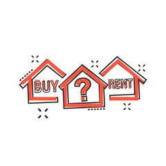 Vector cartoon buy or rent house icon in comic style. House sign illustration pictogram. Home business splash effect concept.