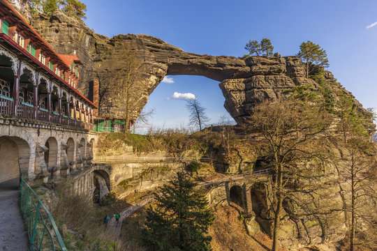 View of the Prebischtor Gate, Bohemian Switzerland, Czech Republic