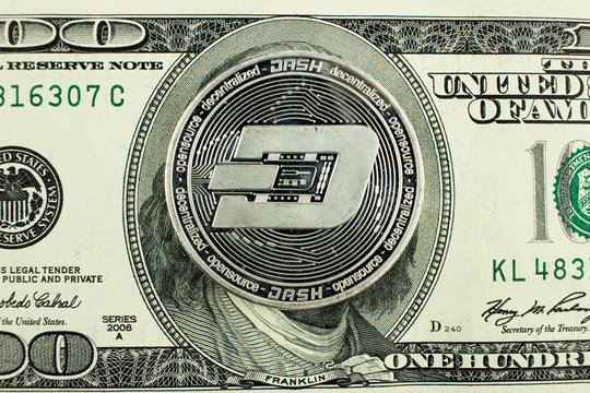 Cryptocurrency  Dashcoin and USA dollar