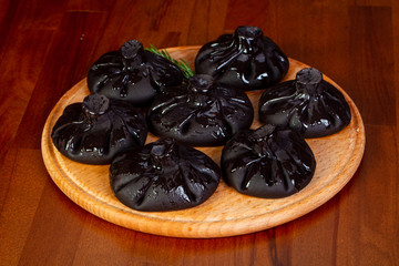 Black Khinkali with meat